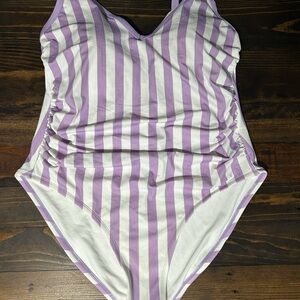 Target Purple and White Classic One Piece Swimsuit